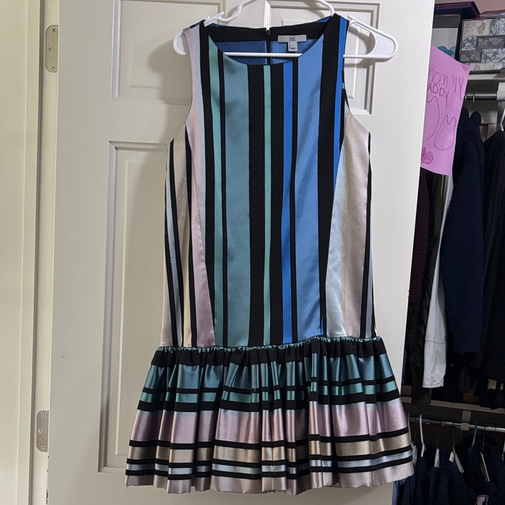Zac Posen Multicolor Striped Sleeveless Dress